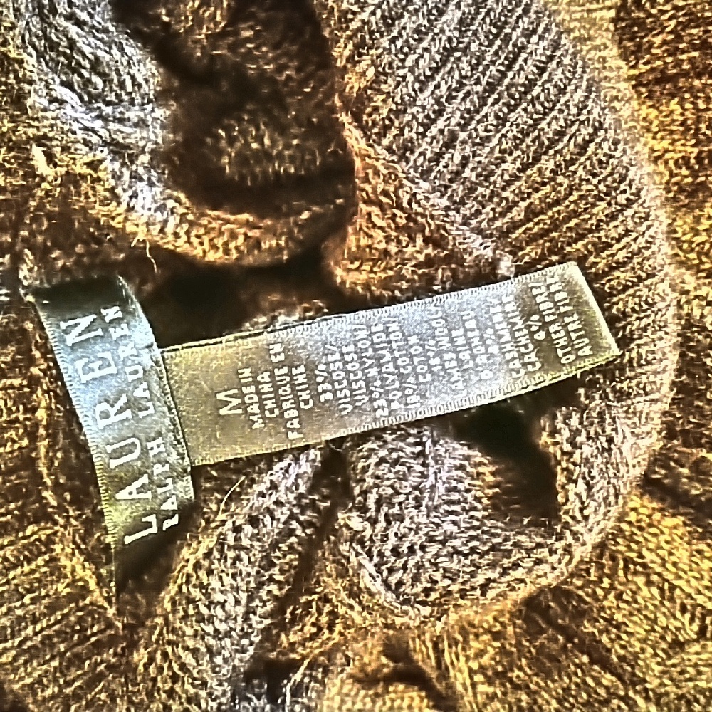 Womens Lauren by Ralph Lauren charcoal knit turtleneck sweater, 3/4 sleeve, NWOT - Picture 4 of 4